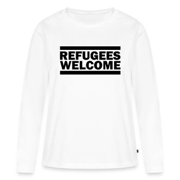 refugees welcome - T-shirt manches longues Premium bio Femme - blanc - Devant - Julia (174cm)