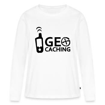 Geocaching - T-shirt manches longues Premium bio Femme - blanc - Devant - Julia (174cm)