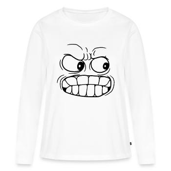 Tête furieuse visage boese wuetend maîtrise - T-shirt manches longues Premium bio Femme - blanc - Devant - Julia (174cm)
