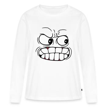 tête face au mal le mal - T-shirt manches longues Premium bio Femme - blanc - Devant - Julia (174cm)