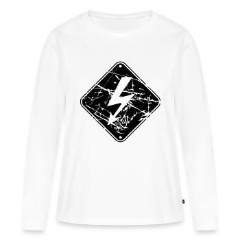 strom used kratzer risse clipart schild hinweis el - Frauen Premium Bio Langarmshirt - Weiß - Vorne - Julia (174cm)