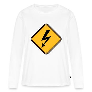schild hinweis elektrisch blitz strom energie star - Frauen Premium Bio Langarmshirt - Weiß - Vorne - Julia (174cm)