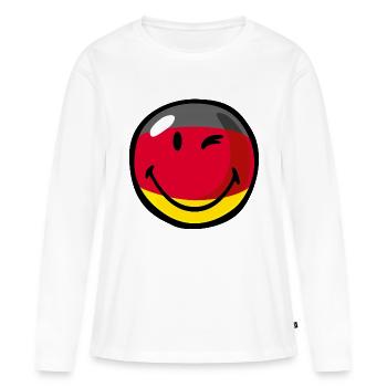 Smiley Flag Germany - Frauen Premium Bio Langarmshirt - Weiß - Vorne - Julia (174cm)