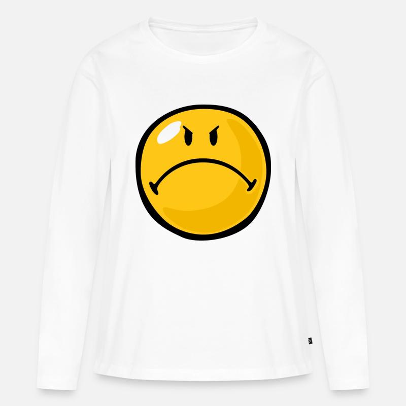 Smiley Anger Riled - Frauen Premium Bio Langarmshirt - Weiß