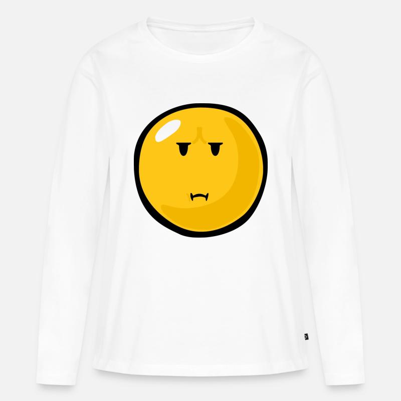 Smiley Dislike - Frauen Premium Bio Langarmshirt - Weiß