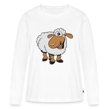 Saule mouton mange stupide troupeau d'herbe poursuit - T-shirt manches longues Premium bio Femme - blanc - Devant - Julia (174cm)