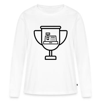 Vendeur / Vendeuse / Magasin / Métier / Job - T-shirt manches longues Premium bio Femme - blanc - Devant - Julia (174cm)