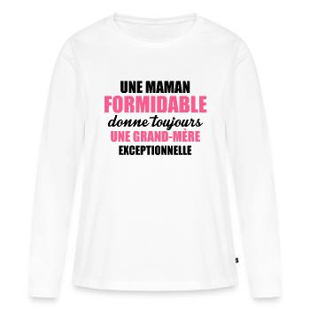 une grand mère exceptionnelle - T-shirt manches longues Premium bio Femme - blanc - Devant - Julia (174cm)