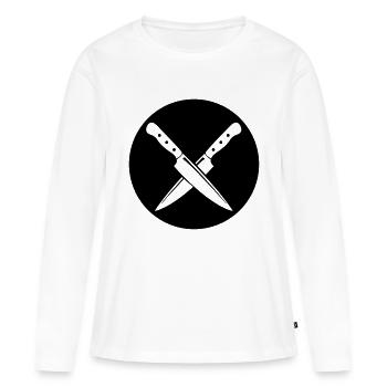messer - Frauen Premium Bio Langarmshirt - Weiß - Vorne - Julia (174cm)