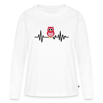 Eule - Frauen Premium Bio Langarmshirt - Weiß - Vorne - Julia (174cm)