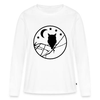 Nachteule / Eule / Mondnacht - Frauen Premium Bio Langarmshirt - Weiß - Vorne - Julia (174cm)