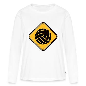 bouclier avertissement danger danger danger volley - T-shirt manches longues Premium bio Femme - blanc - Devant - Julia (174cm)