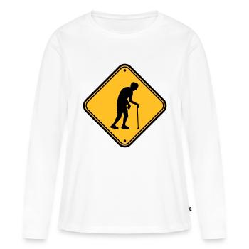 Achtung Altenheim Schild - Frauen Premium Bio Langarmshirt - Weiß - Vorne - Julia (174cm)