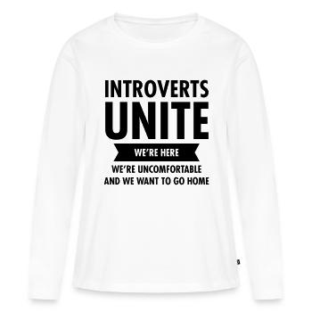 Introverts Unite - T-shirt manches longues Premium bio Femme - blanc - Devant - Julia (174cm)