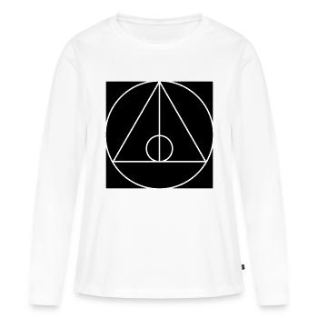 géométriques - T-shirt manches longues Premium bio Femme - blanc - Devant - Julia (174cm)