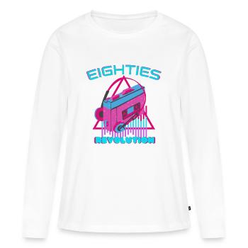 T-SHIRT 80er Geschenk Vintage Geschenk - Frauen Premium Bio Langarmshirt - Weiß - Vorne - Julia (174cm)