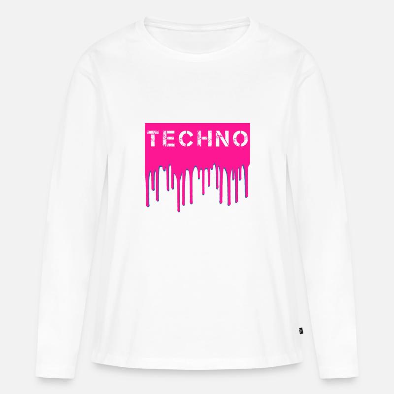 Techno - Frauen Premium Bio Langarmshirt - Weiß