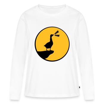 Oie loup klaxon oie - T-shirt manches longues Premium bio Femme - blanc - Devant - Julia (174cm)