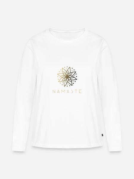 Mandala Yoga Design Namaste - Frauen Premium Bio Langarmshirt - Weiß