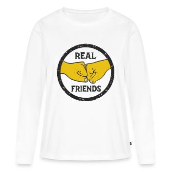 Vrais amis - vrais amis - T-shirt manches longues Premium bio Femme - blanc - Devant - Julia (174cm)