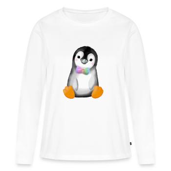 Masque de pingouin - T-shirt manches longues Premium bio Femme - blanc - Devant - Julia (174cm)