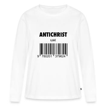 diable antichrist 666 barcode rôti satan enfer - T-shirt manches longues Premium bio Femme - blanc - Devant - Julia (174cm)