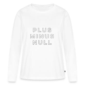Plus moins zéro 2,0 - T-shirt manches longues Premium bio Femme - blanc - Devant - Julia (174cm)