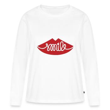 Smile - Women's Premium Organic Long Sleeve Shirt - white - Front - Julia (174cm)