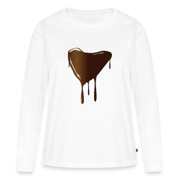 Cœur de chocolat fondant - T-shirt manches longues Premium bio Femme - blanc - Devant - Julia (174cm)