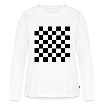 Échiquier - T-shirt manches longues Premium bio Femme - blanc - Devant - Julia (174cm)