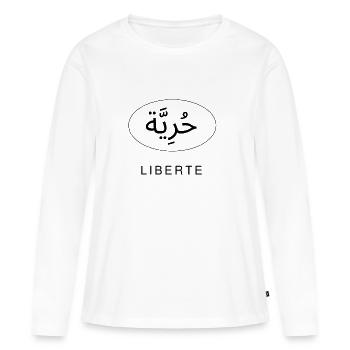 Liberté en arabe - T-shirt manches longues Premium bio Femme - blanc - Devant - Julia (174cm)