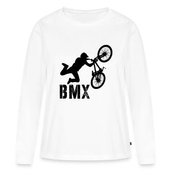 Cascade BMX - T-shirt manches longues Premium bio Femme - blanc - Devant - Julia (174cm)