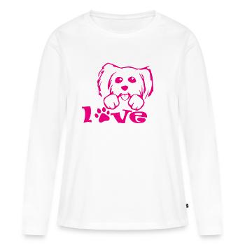 Chien chien - T-shirt manches longues Premium bio Femme - blanc - Devant - Julia (174cm)