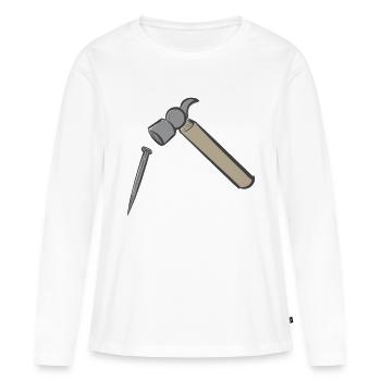 Marteau - T-shirt manches longues Premium bio Femme - blanc - Devant - Julia (174cm)