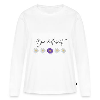 Be different - T-shirt manches longues Premium bio Femme - blanc - Devant - Julia (174cm)