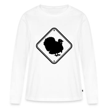Schild Hinweis Truthahn - Frauen Premium Bio Langarmshirt - Weiß - Vorne - Julia (174cm)