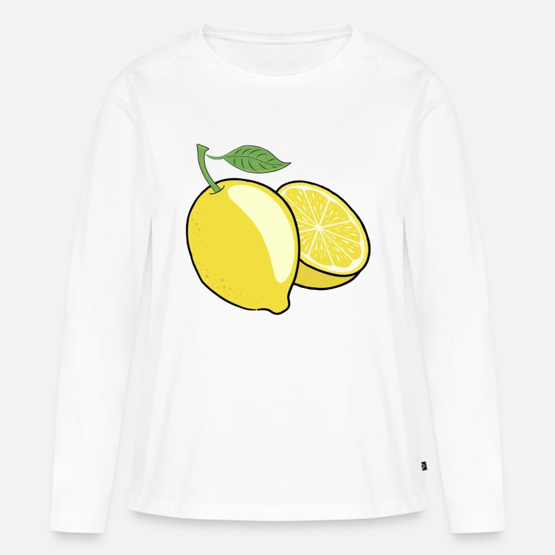 Zitrone - Frauen Premium Bio Langarmshirt - Weiß