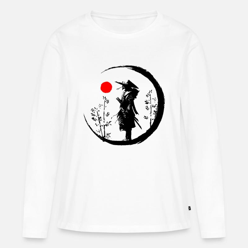 Samurai - Frauen Premium Bio Langarmshirt - Weiß