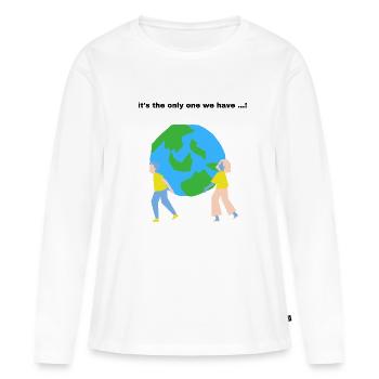C’est la unique que nous avons - T-shirt manches longues Premium bio Femme - blanc - Devant - Julia (174cm)