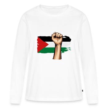 la Palestine libre - T-shirt manches longues Premium bio Femme - blanc - Devant - Julia (174cm)