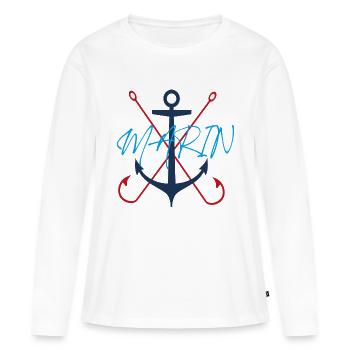 MARIN - T-shirt manches longues Premium bio Femme - blanc - Devant - Julia (174cm)