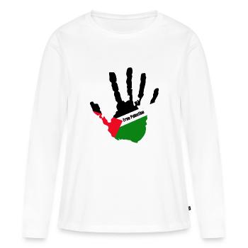 la Palestine libre - T-shirt manches longues Premium bio Femme - blanc - Devant - Julia (174cm)