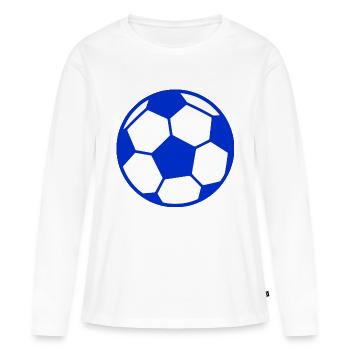 Ballon de foot bleu blanc - T-shirt manches longues Premium bio Femme - blanc - Devant - Julia (174cm)