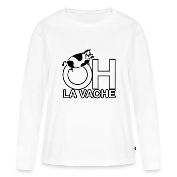 oh la vache - T-shirt manches longues Premium bio Femme - blanc - Devant - Julia (174cm)