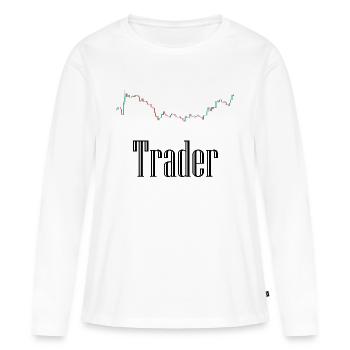 Traders en bourse - T-shirt manches longues Premium bio Femme - blanc - Devant - Julia (174cm)