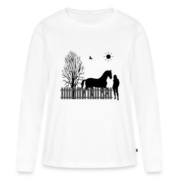 Cheval - T-shirt manches longues Premium bio Femme - blanc - Devant - Julia (174cm)
