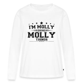 Je suis Molly en train de faire des choses Molly - T-shirt manches longues Premium bio Femme - blanc - Devant - Julia (174cm)