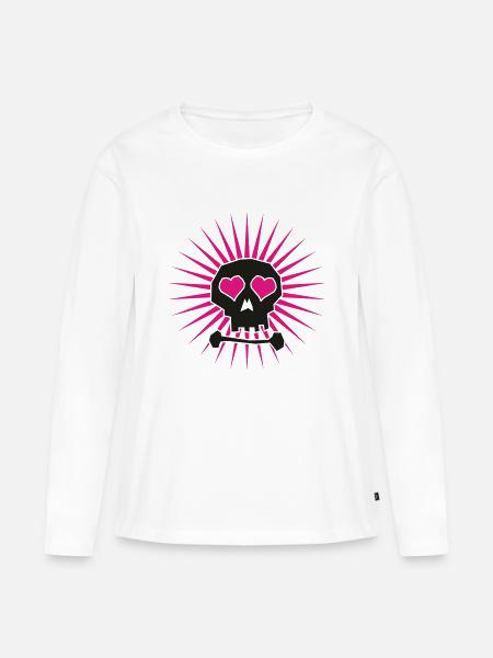 Pink Skull - Frauen Premium Bio Langarmshirt - Weiß