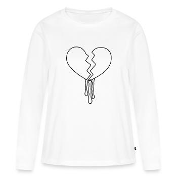 Br ok en heart black - Frauen Premium Bio Langarmshirt - Weiß - Vorne - Julia (174cm)