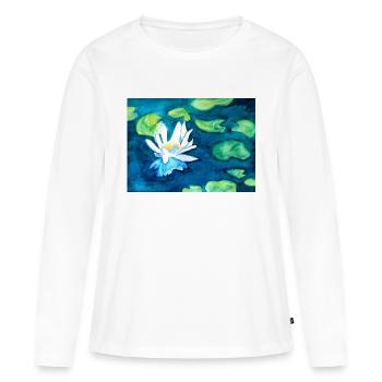Lotus - T-shirt manches longues Premium bio Femme - blanc - Devant - Julia (174cm)